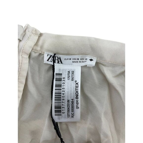 Zara Womens Lace Midi Skirt M Oyster White Mid Rise Viscose Floral 1377/904 NWT - Picture 5 of 16